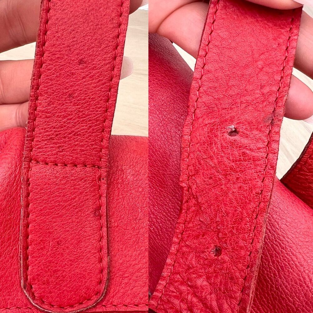 Salvador Bachiller Genuine Leather Cherry Red Callie Collection Satchel Purse - Picture 14 of 16